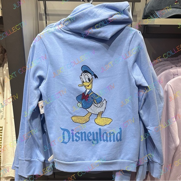 NWT Disneyland Donald Duck Crystal Rhinestone Blue Zip Up Hoodie Sweater - Picture 3 of 3